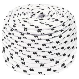 Gossi franghie impletita pentru barca, alb, 6 mm x 100 m, poliester