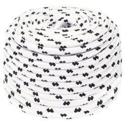Gossi franghie impletita pentru barca, alb, 8 mm x 100 m, poliester