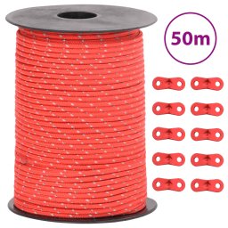 Gossi funie pentru cort cu benzi reflectorizante si chei, 50 m, 3 mm