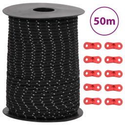 Gossi funie pentru cort cu benzi reflectorizante si chei, 50 m, 3 mm