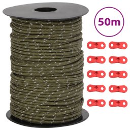Gossi funie pentru cort cu benzi reflectorizante si chei, 50 m, 3 mm