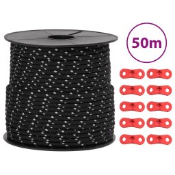 Gossi funie pentru cort cu benzi reflectorizante si chei, 50 m, 4 mm