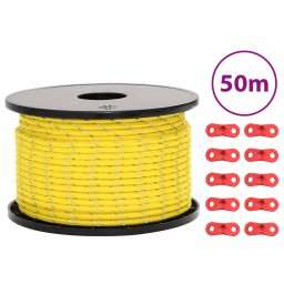 Gossi funie pentru cort cu benzi reflectorizante si chei, 50 m, 5 mm