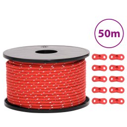 Gossi funie pentru cort cu benzi reflectorizante si chei, 50 m, 5 mm