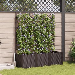 Gossi ghiveci de gradina cu gratar 3 pcs maro 120x40x143 cm