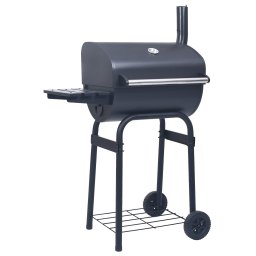 Gossi gratar barbecue cu carbuni, afumatoare si raft inferior, negru