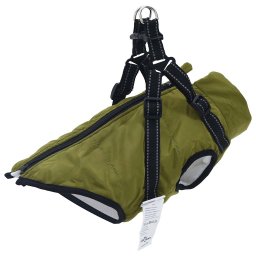 Gossi haina caini cu ham impermeabila reflectorizanta verde kaki, 2xl