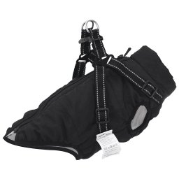 Gossi haina caini cu ham impermeabila reflectorizanta, negru, l