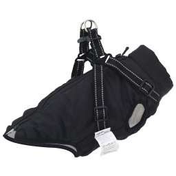 Gossi haina caini cu ham impermeabila reflectorizanta, negru, m