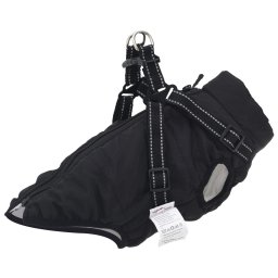 Gossi haina caini cu ham impermeabila reflectorizanta, negru, s