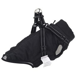 Gossi haina caini cu ham impermeabila reflectorizanta, negru, xl