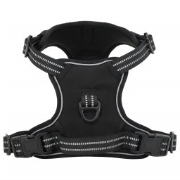 Gossi ham pentru caini cu dungi reflectorizante reglabil, negru, xl
