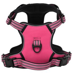 Gossi ham pentru caini cu dungi reflectorizante reglabil, roz, xl