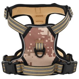 Gossi ham pentru caini cu plumb si guler, reglabil, camuflaj maro, s