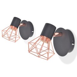 Gossi lampa de perete 2 buc, e14, negru si aramiu
