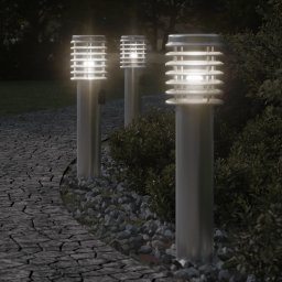 Gossi lampa exterioara de podea cu priza, argintiu, 60 cm, otel inox