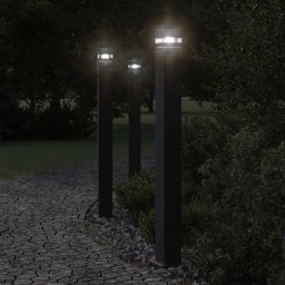 Gossi lampa exterioara de podea cu senzor, negru, 110 cm, aluminiu