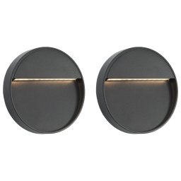 Gossi lampi de perete led de exterior, 2 buc., negru, 3 w, rotund
