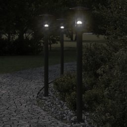 Gossi lampi de podea de exterior 3 buc. negru 100 cm otel inoxidabil