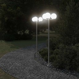 Gossi lampi exterioare de podea 2 buc argintiu 215 cm otel inoxidabil