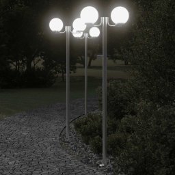 Gossi lampi exterioare de podea 3 buc argintiu 215 cm otel inoxidabil