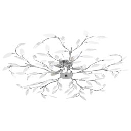 Gossi lustra cu brate tip frunze cristal acrilic alb 5 becuri e14