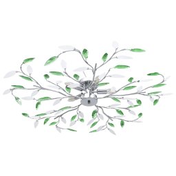 Gossi lustra cu brate tip frunze cristal acrilic verde 5 becuri e14