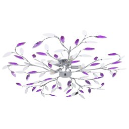 Gossi lustra cu brate tip frunze cristal acrilic violet 5 becuri e14