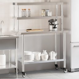 Gossi masa bucatarie cu raft superior, 110x55x150 cm, otel inoxidabil