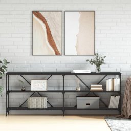 Gossi masa consola negru 200x30x75 cm lemn prelucrat si fier