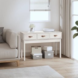 Gossi masa consola, alb, 114x40x75 cm, lemn masiv de pin