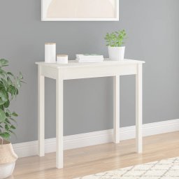 Gossi masa consola, alb, 80x40x75 cm, lemn masiv de pin