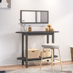 Gossi masa consola, gri, 110x40x80 cm, lemn masiv de pin