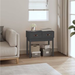 Gossi masa consola, gri, 76,5x40x75 cm, lemn masiv de pin