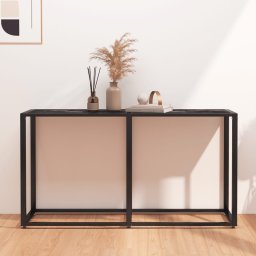 Gossi masa consola, negru marmura, 140x35x75,5 cm, sticla securizata