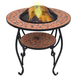 Gossi masa cu vatra de foc, mozaic, caramiziu, 68 cm, ceramica