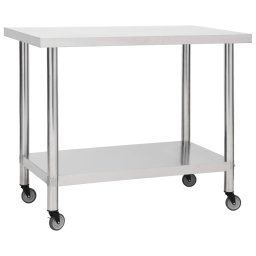 Gossi masa de lucru bucatarie cu roti, 100x30x85 cm, otel inoxidabil