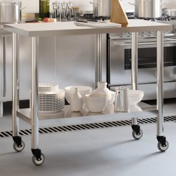 Gossi masa de lucru bucatarie cu roti, 110x55x85 cm, otel inoxidabil