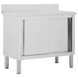 Gossi masa de lucru cu usi glisante 100x50x(95-97)cm otel inoxidabil