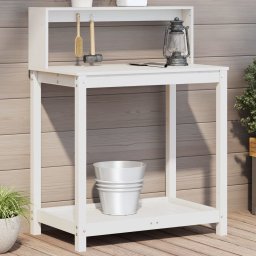 Gossi masa de plantare cu rafturi alb 82,5x50x109,5 cm lemn masiv pin