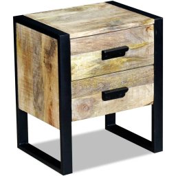 Gossi masa laterala cu 2 sertare din lemn solid de mango, 43x33x51 cm