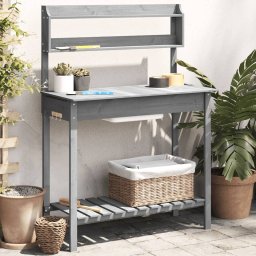 Gossi masa plantare cu chiuveta gri 147,5x44x139,5cm lemn masiv brad