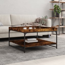 Gossi masuta cafea, stejar fumuriu 80x80x45 cm lemn prelucrat si fier