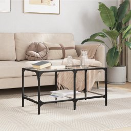 Gossi masuta de cafea blat din sticla transparenta 78,5x40x40 cm otel