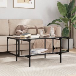 Gossi masuta de cafea cu blat din sticla neagra 98,5x50x45 cm otel