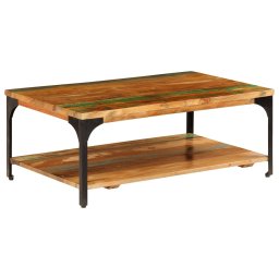 Gossi masuta de cafea cu raft, 100 x 60 x 35 cm, lemn masiv reciclat