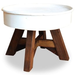 Gossi masuta de cafea, alb, 60 x 45 cm, lemn masiv reciclat