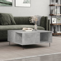Gossi masuta de cafea, gri beton, 80x80x36,5 cm, lemn prelucrat