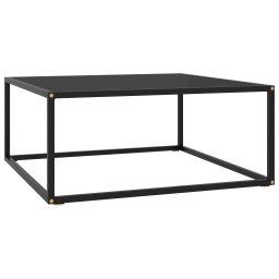 Gossi masuta de cafea, neagra cu sticla neagra, 80x80x35 cm