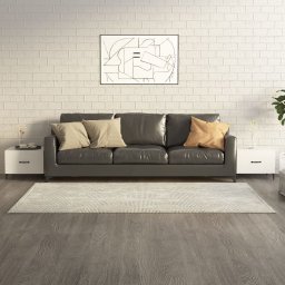 Gossi masute cafea picioare metalice 2 buc alb extralucios 50x50x40cm